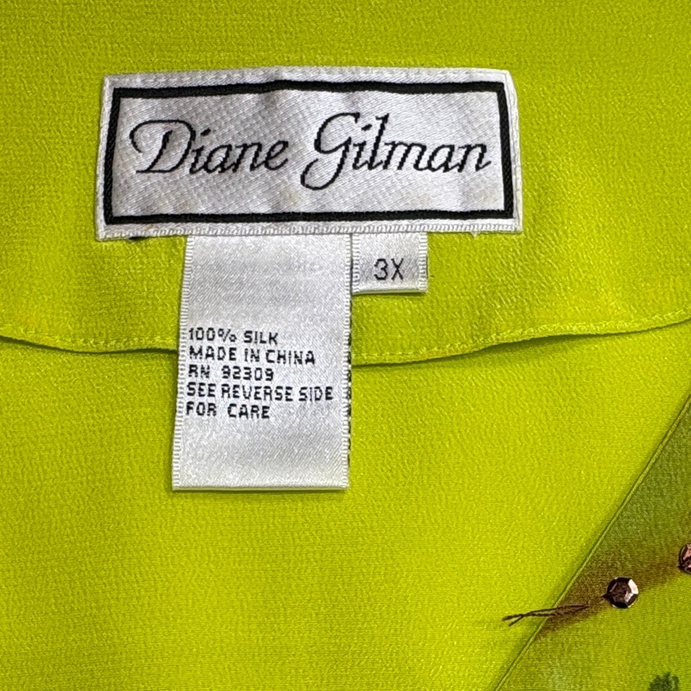 Diane Gilman Vintage 100% Silk Tiger Lily 2 Piece Pant Suit Set 3X - Picture 6 of 16